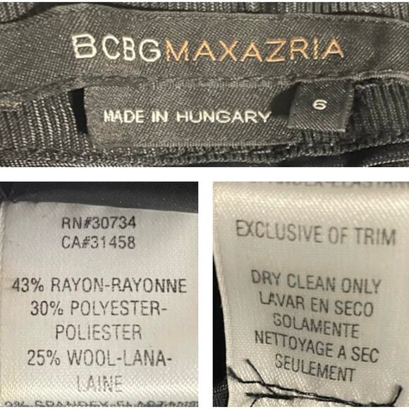 BCBGMAXAZRIA Gray Wool Trouser Dress Pants 6 - Picture 3 of 5